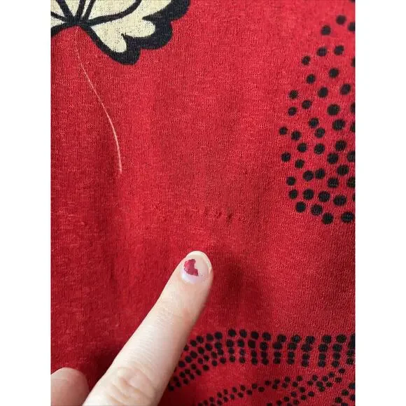 Tristan & Iseut Wrap Dress Small Knee Japanese Floral Red Ruffle Retro 70s Y2K - Picture 8 of 16